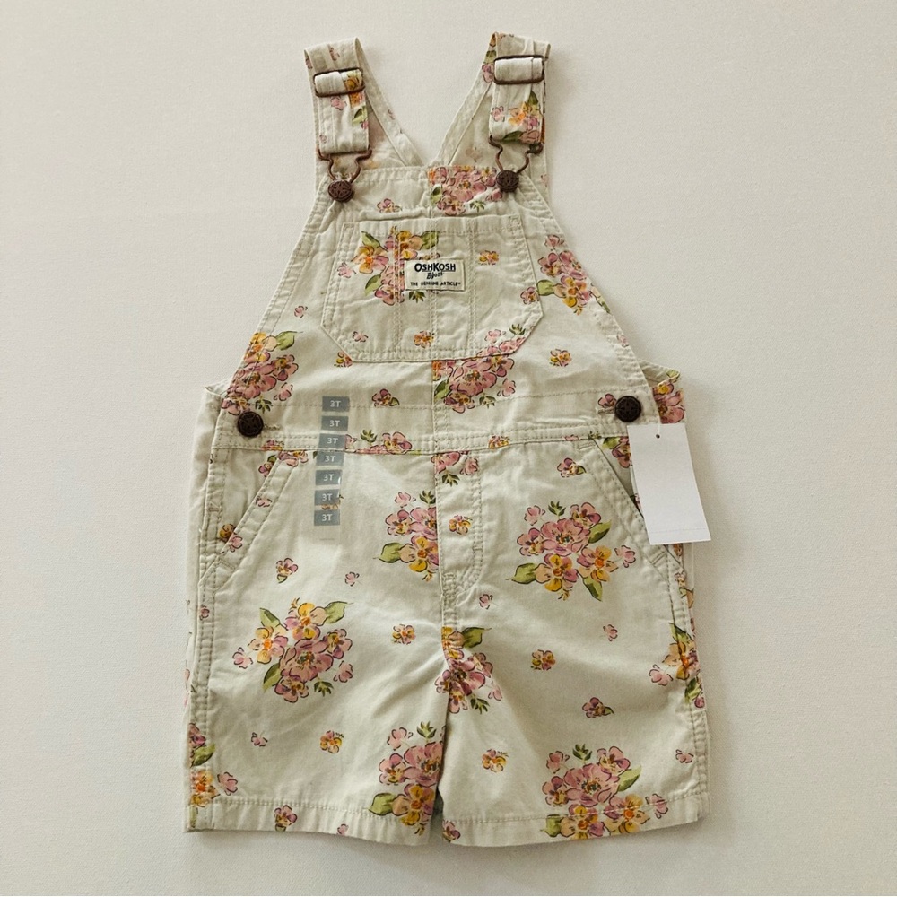 Oshkosh 3T Toddler Girl Floral Shortalls Overalls Spring Summer